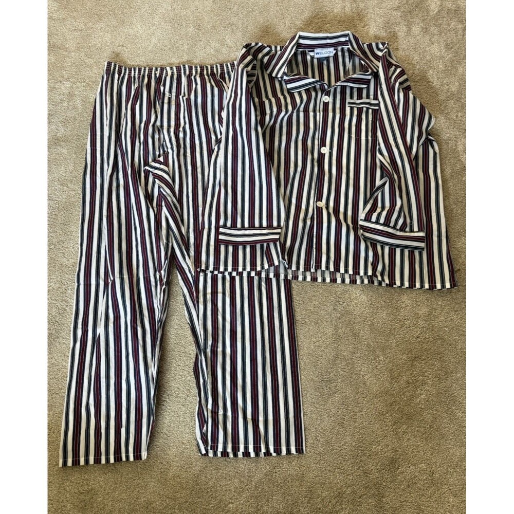 Vintage Weldon Men's Pajamas Sleepwear Striped Set  NWOT “ Irregular “ XL